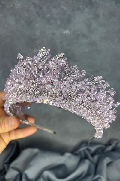 Hayalperest boncuk Lila Livan Beaded Bridal Henna Crown Hair Accessory