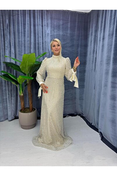 E&A Eren Abiye KADIN BONCUK İŞLEMELİ KLOŞ ABİYE