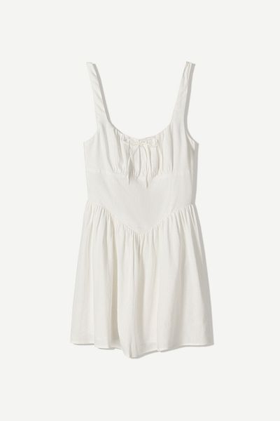 Bershka Linen blend flared mini dress