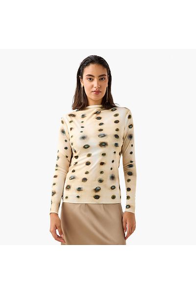 Iconic Iconic Cowl Back Top with Long Sleeves