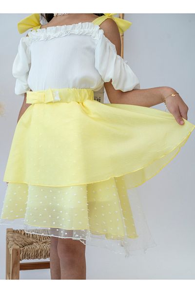 Stayele Sunshine Elegance – Girls’ Yellow and White Layered Dress