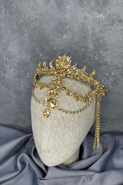 Hayalperest boncuk Honey Color Dangle Forehead Almeda Bridal Henna Crown