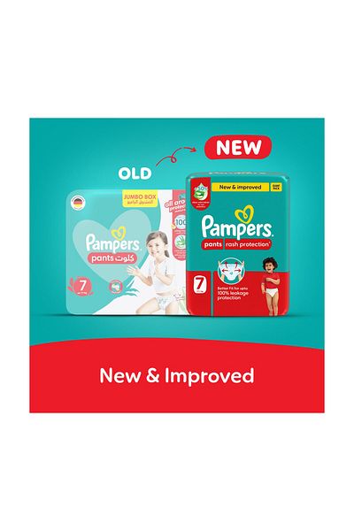 Pampers Rash Protection Pants Diapers, Size 7, 17+kg, 40 Count