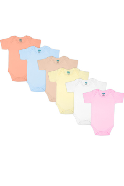 Babies Basic طقم ملابس داخلية بأكمام قصيرة. طقم من 6 قطع - أزرق، برتقالي، بني...