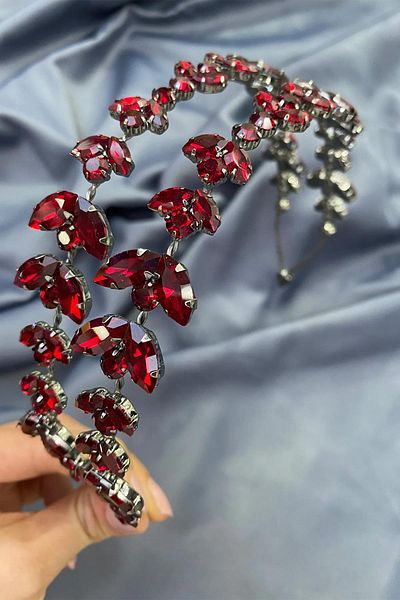 Hayalperest boncuk Alpha Shuttle Glass Crystal Stone Bridal Henna Crown