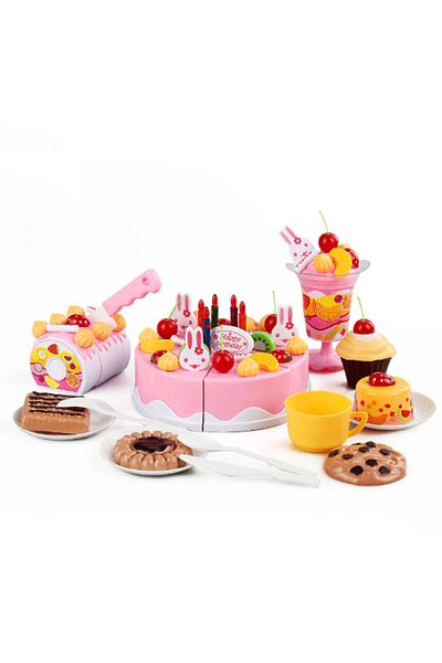 OEM Kitchen accessories set, Birthday cake, 75 elements, Plastic, +3 years, 14 cm, Multicolor