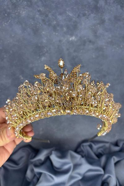 Hayalperest boncuk Livan Beaded Bridal Henna Crown Hair Accessory