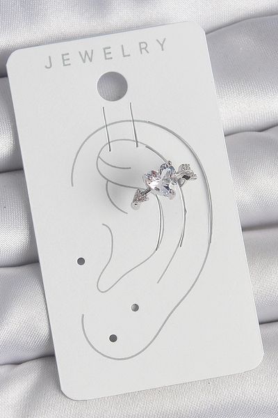 E BULURUM Brass Silver Color Zircon Stone Star Model Women's Cartilage Earrings
