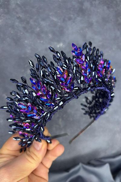 Hayalperest boncuk Elisa Design Beaded Bridal Henna Crown Hair Accessory