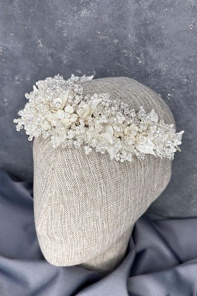 Hayalperest boncuk Azalea Intensely Embroidered Enamel Pick and Tube Accessory Bridal Crown
