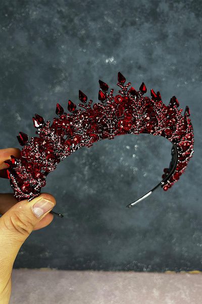 Hayalperest boncuk Burgundy Ala Beaded Design Bridal Henna Crown