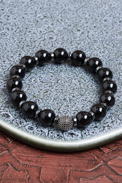 Saff Doğal Taş Certified Black Tourmaline Bracelet – with Silver Accessories