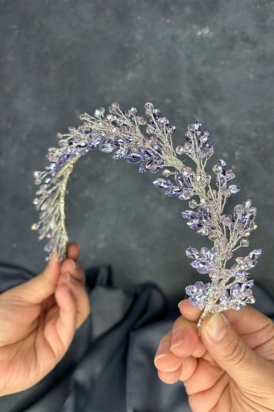 Hayalperest boncuk Lilac Laurel Bridal Crown Hair and Turban Accessory
