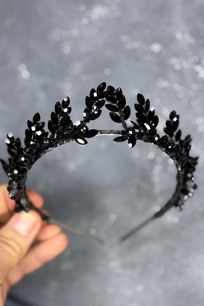 Hayalperest boncuk Black Venus Leaf Design Bridal Henna Crown Hair Accessory