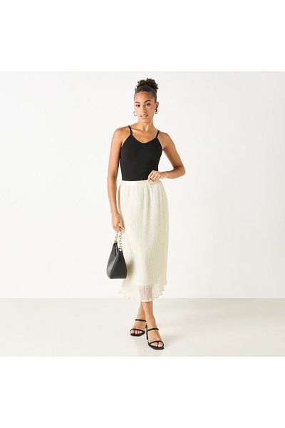 FAV Sequin Embellished Midi Skirt with Elasticated Waistband