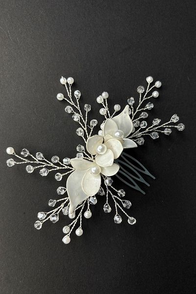 Hayalperest boncuk Minimal Design Enameled Crystal Bridal Hair Accessory