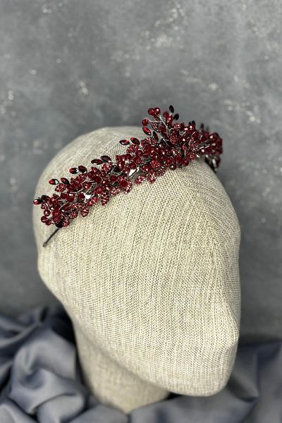 Hayalperest boncuk Burgundy Bead Embroidered Duru Bridal Henna Crown
