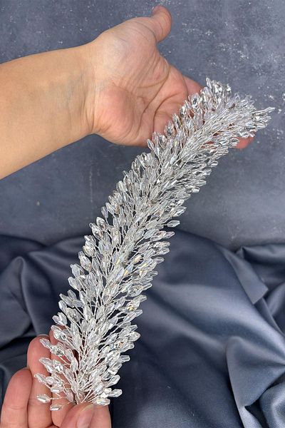 Hayalperest boncuk Transparent Salba Bridal Henna Crown and Hair Turban Accessory