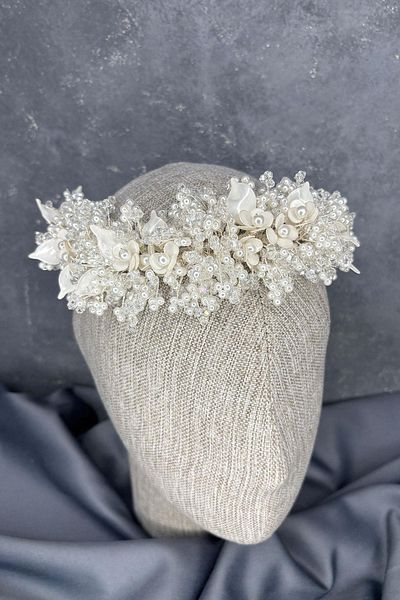 Hayalperest boncuk Azalea Intensely Embroidered Enamel Pick and Tube Accessory Bridal Crown