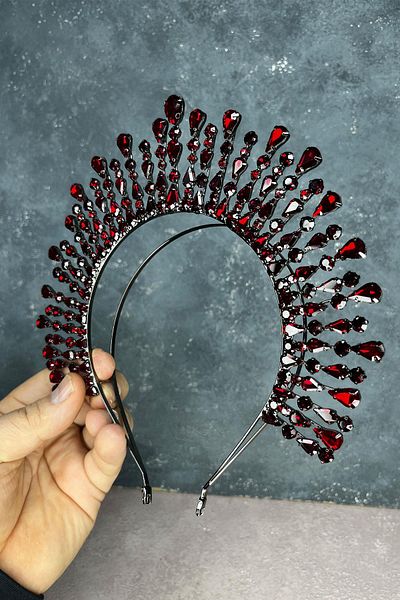 Hayalperest boncuk Burgundy ayas high party bridal henna crown