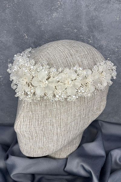 Hayalperest boncuk Transparent Nileda Crystal Beaded Bridal Henna Crown Hair Accessory
