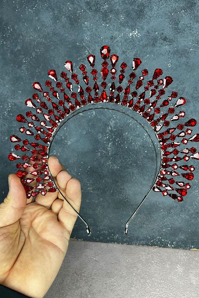 Hayalperest boncuk Red Ayas High Party Bridal Henna Crown