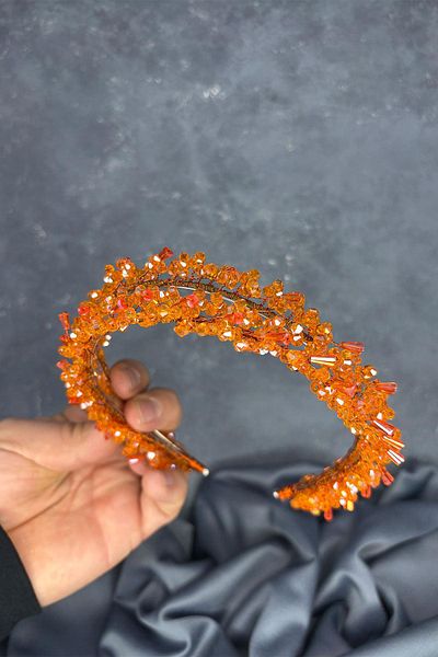 Hayalperest boncuk Sare Model Double Row Bridal Henna Crown Hair Accessory