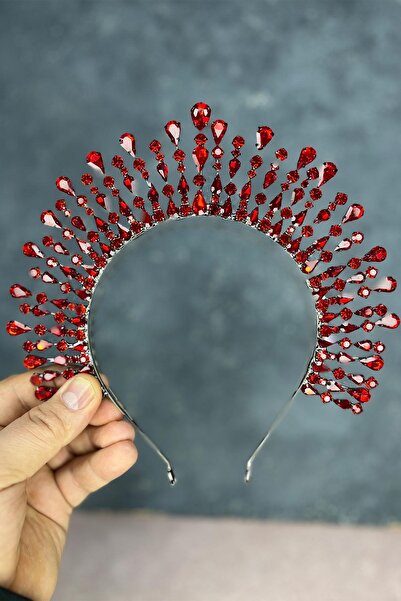 Hayalperest boncuk Red Ayas High Party Bridal Henna Crown