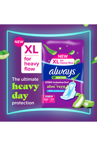 Always Aloe Cool Sanitary Pads | XL | 24 pcs | Heavy Flow