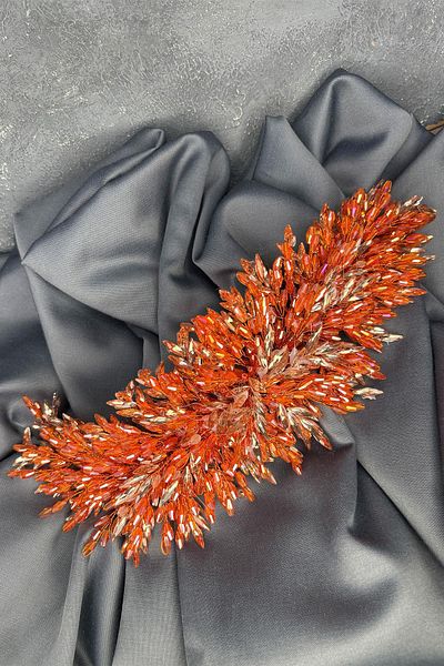 Hayalperest boncuk Orange Eva Intense Bead Embroidered Bridal Henna Crown