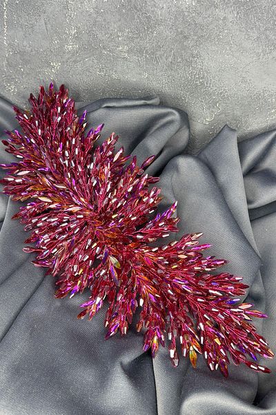 Hayalperest boncuk Janjanlı burgundy eva intensive beaded bridal henna crown