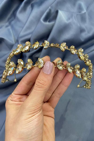 Hayalperest boncuk Alpha Shuttle Glass Crystal Stone Bridal Henna Crown