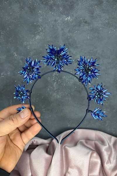 Hayalperest boncuk Indigo Blue Star Stone Bridal Henna Crown and Bridal Hair Accessory