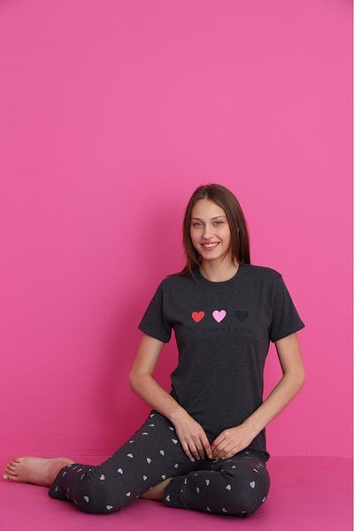 fames New Season Combed Women's Pajama Set Short Sleeve Printed