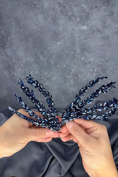 Hayalperest boncuk Navy Blue Double Sided Comb Bouffant Bridal Hair Accessory