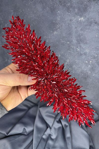 Hayalperest boncuk Red Eva Dense Bead Embroidered Bridal Henna Crown