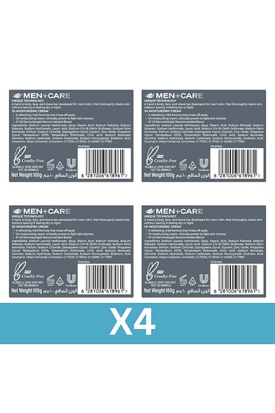 Dove Men +Care Cleansing Bar, Clean Comfort, 3in1, for Body, Face & Shavingx4