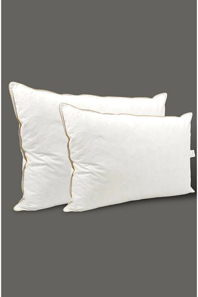 HILL TEKSTİL 2 Pieces of 100% Goose Feather 20 Cocked Pillow - 50x70 Elizza - With Piping (Low Yatis)