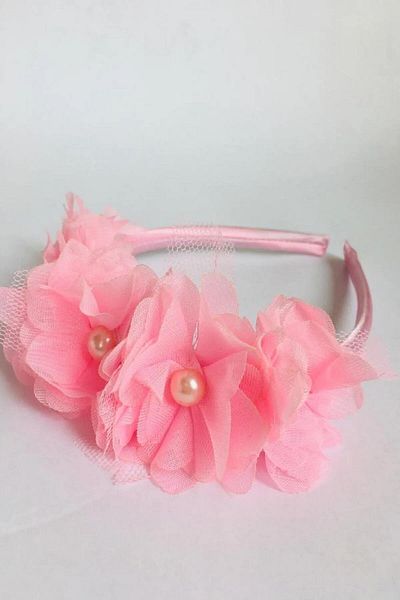 Hayalperest boncuk Pink Chiffon Floral Satin Covered Wedding Engagement Bridal and Daughter's Crown