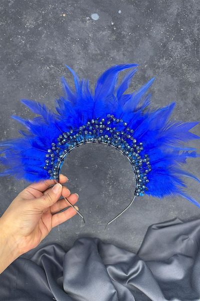 Hayalperest boncuk Feathered Crystal Beaded Arden Bridal Henna Crown