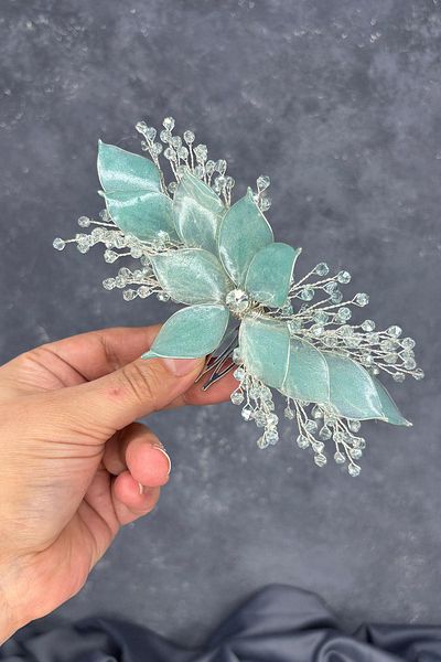 Hayalperest boncuk Water Green Pearlescent Essence Scalloped Bridal Hair Accessory