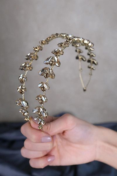 Hayalperest boncuk Gold Color Floor Alpha Shuttle Glass Crystal Stone Bridal Henna Crown