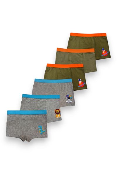 LAUMA Men's Kids Boxers 6 Pack Assorted Color and Pattern Cotton and Stretchy Fabric