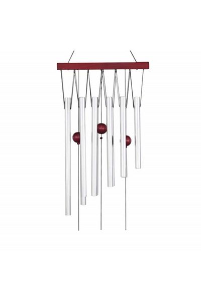 PUFO Clopoțel de vânt cu 12 tuburi sonore metalice argintii pentru casă sau grădină, model Feng-Shui