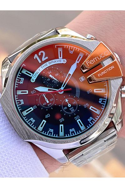 Ferrucci Colorful Glass Steel Cord Inner Dial Features Active 2 Years Warranty Men Wristwatch E.Fc04