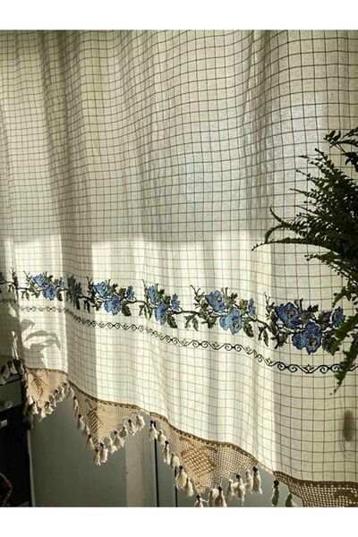 KostümBU ستارة من الكتان بغرز متقاطعة باللون الأحمر من بولدان مصنوعة يدويًا بغرز متقاطعة