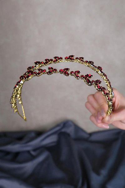 Hayalperest boncuk Burgundy Gold Background Alpha Shuttle Glass Crystal Stone Bridal Henna Crown