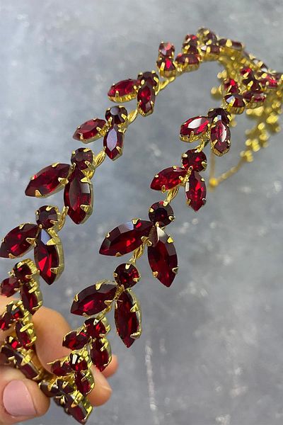 Hayalperest boncuk Alpha Shuttle Glass Crystal Stone Bridal Henna Crown