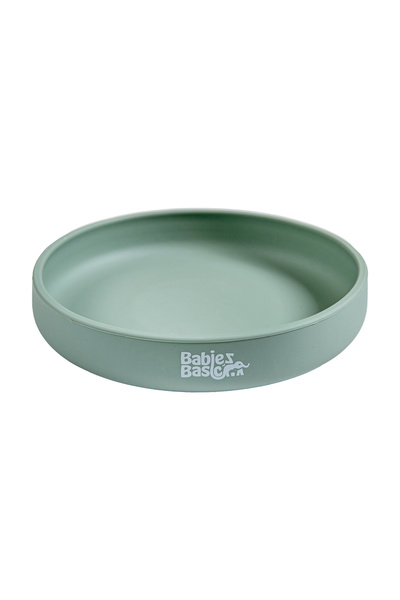 Babies Basic Silicone Feeding Plate with Suction - Green