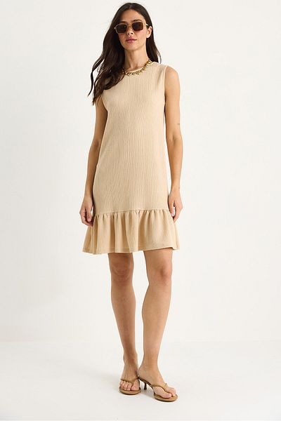 Bianco Lucci Rochie de damă cu bretele groase, cu croială relaxată, înfășurată cu volan 60283373